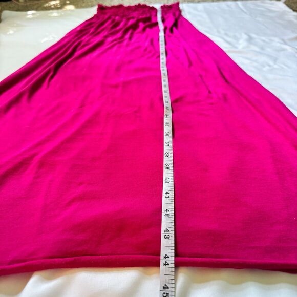 Strapless Maxi Dress Stretchy Bright Fucshia Pink Summer Sundress Size Medium - Picture 4 of 6